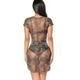 thumbnail image 3 of Idoravan Women's Dress Summer Womens Fashion Camouflage Print Round Neck See-through Camouflage Mesh Dress, 3 of 4