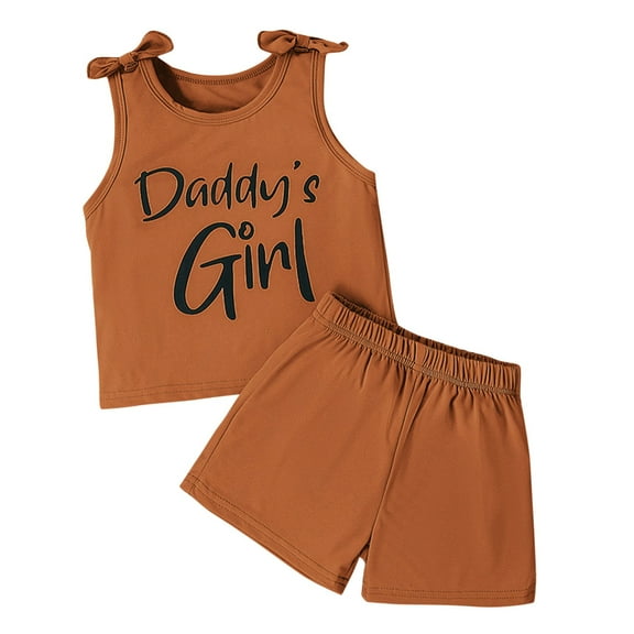 Darzheoy Girls Outfits 2 Piece Round Neck Sleeveless Tank Top And Shorts Solid Color Printed Loose Sets ,Size 3-7 Years