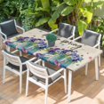 thumbnail image 2 of Hello Spring Table Cloths for 6 Foot Rectangle Tables, Pastoral Purple Bottle Floral Rustic Burlap Patio Waterproof Elastic Fitted Tablecloths, Washable Rectangular Table Cover for Camping, 2 of 8