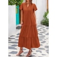 thumbnail image 4 of Vestido de verano KIRUNDO 2025, manga corta, cuello en V, maxi, 4 of 9