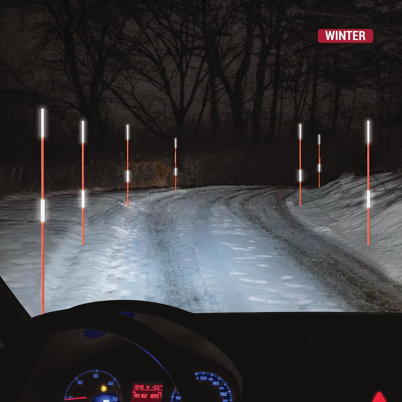 Platinum Series 48-Inch Driveway Marker Set 12mm Dia Fiberglass Reflective Snow Stakes, Parking Lots, Walkways, 2 Pack, Orange