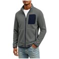 thumbnail image 2 of Men's Winter Warm Casual Jacket with Zipper Pockets Stand Collar Zip Up Golf Jackets Coat Windbreaker, 2 of 5