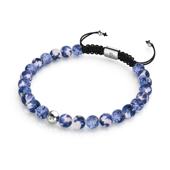 Bracelet Macramé en Porcelaine Picasso Cobalt et Crème