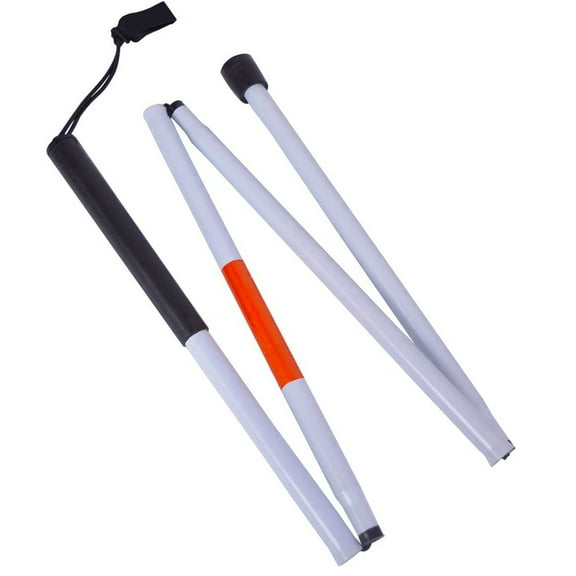 Bleiou Folding Blind Cane Walking Stick with Red Reflective Tape for The Blind and Visually Impaired People,Collapsible Non-Slip Aluminum Cane