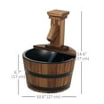 thumbnail image 3 of Outsunny Outdoor Waterfall Fountain, Garden Wood Barrel, Carbonized, 3 of 10