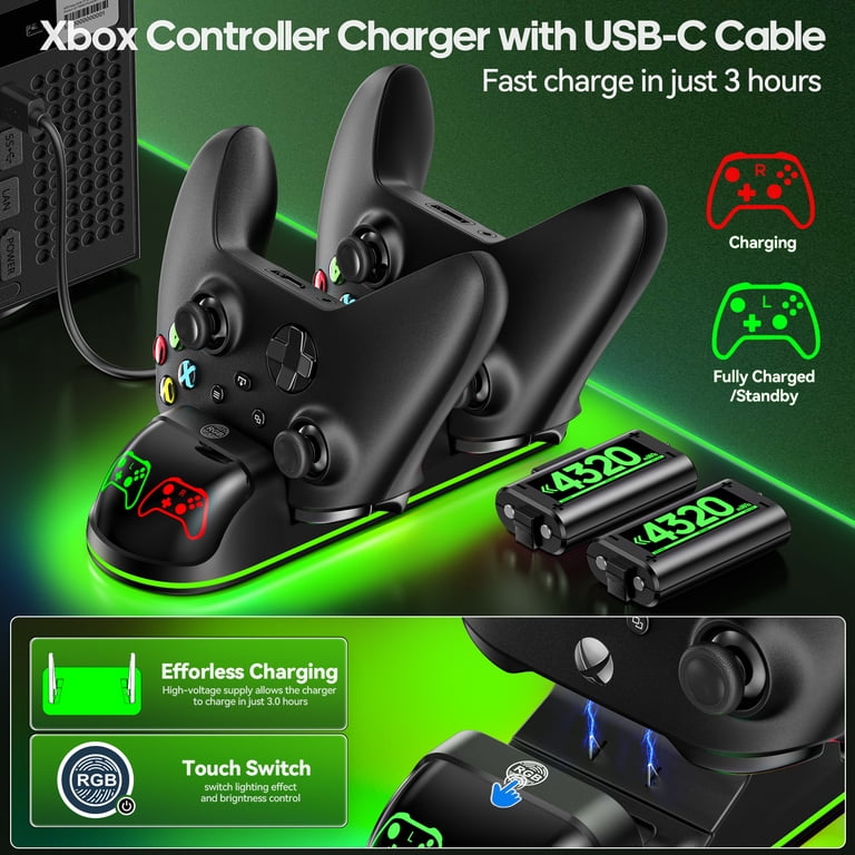 Oivo Controller Charging Station with 2 Rechargeable 1300mAh Batteries for Xbox One/Xbox Series X/S, White
