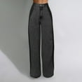 thumbnail image 2 of Women's Pants Jeans with Patchwork Stripes Loose Denim Color Block Wide Leg Dark Purple Womens Trousers L, 2 of 5