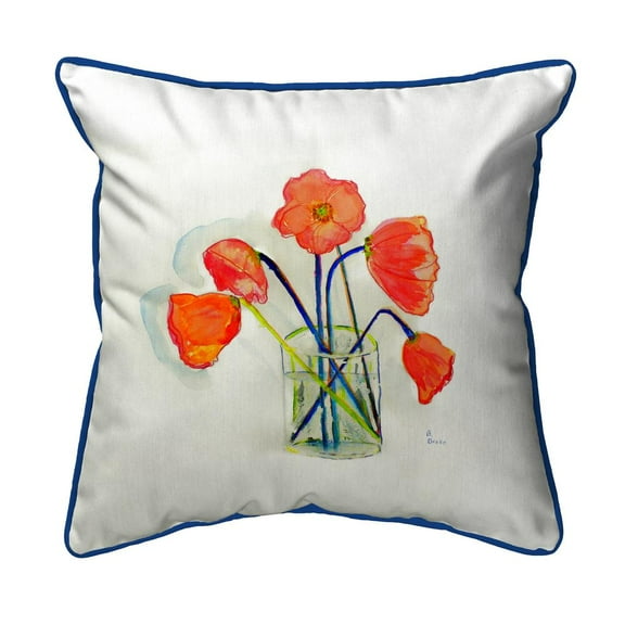 Betsy Drake Interiors Poppies in Vase Extra Large Zippered Pillow 22x22