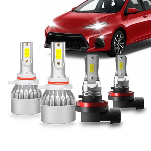 FZPJJNB For Toyota Corolla 2017-2018 LED Headlight Bulbs,9012 High Low Beam   H11 Fog Light Combo Pack of 4