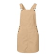 thumbnail image 4 of Curuila Toddler Child Girls Suspenders Dress With Pocket Solid Color Square Neck Sleeveless Summer Comfort Casual Dresses Khaki Size 12-13 Years, 4 of 4