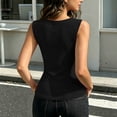 thumbnail image 5 of Admvng Tank Top for Women Asymmetrical V Neck Ruched Sleeveless Stretch Basic Knit Layering Camisole Blouse, 5 of 6
