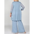 thumbnail image 5 of DPOIS Mother of The Bride Dress up 3 Pieces Pant Suits Formal Wedding Guest Gowns Set Sky Blue 2XL, 5 of 6