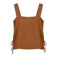 thumbnail image 3 of CYMMPU Women's Sleeveless Linen-Blend Square Neck Top, Side Drawstring Cami with Adjustable Ties, Casual Summer & Beach Wear Orange L, 3 of 8