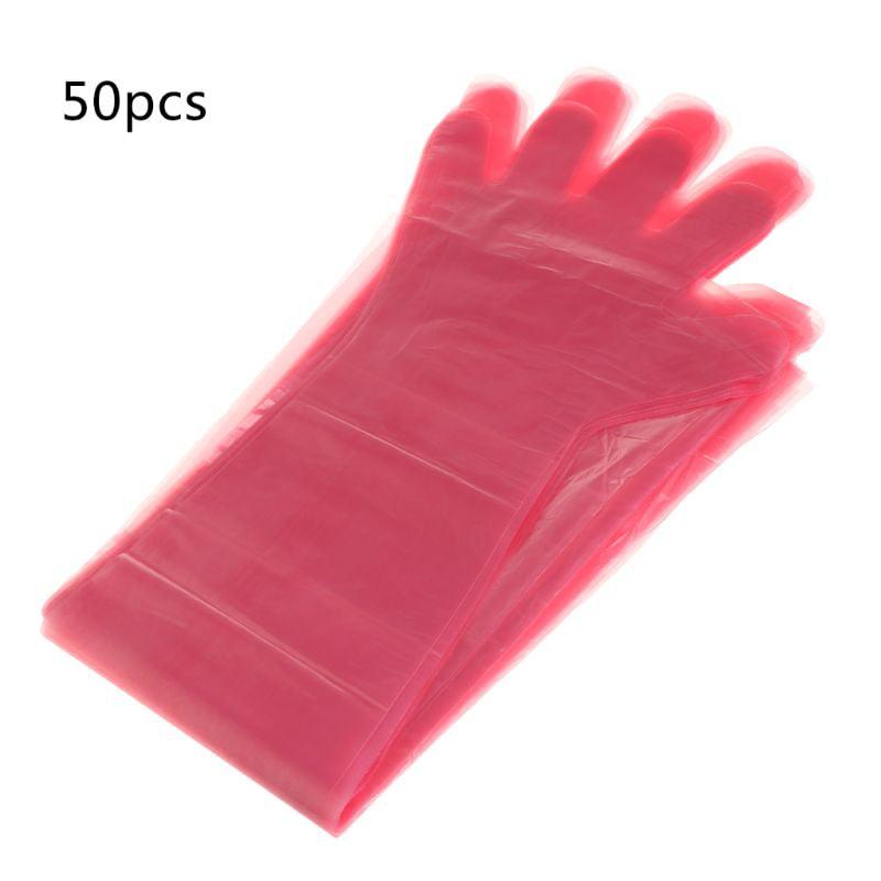 New 20Pcs Disposable Clear Plastic Veterinary Examination Long Arm Gloves 