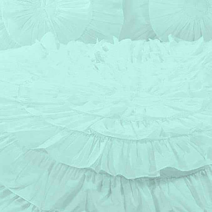 D.N.G. BEDDINGS 1 Piece 100% Egyptian Cotton Circle Ruffle Comforter, 550 GSM Filled Microfiber - Super King Size, Aqua Blue Color - 800 Thread Count