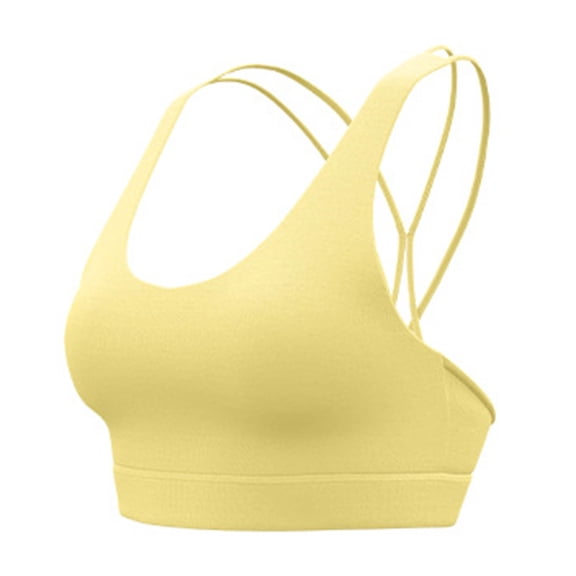 vdgthytj Sports Bras for Women Breathable Wireless Padded Underwear Supportive Crisscross Back Full Coverage Workout Bras(X-Large,Yellow)