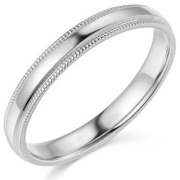 Pompeii 3mm Platinum Milgrain Wedding Band (,)