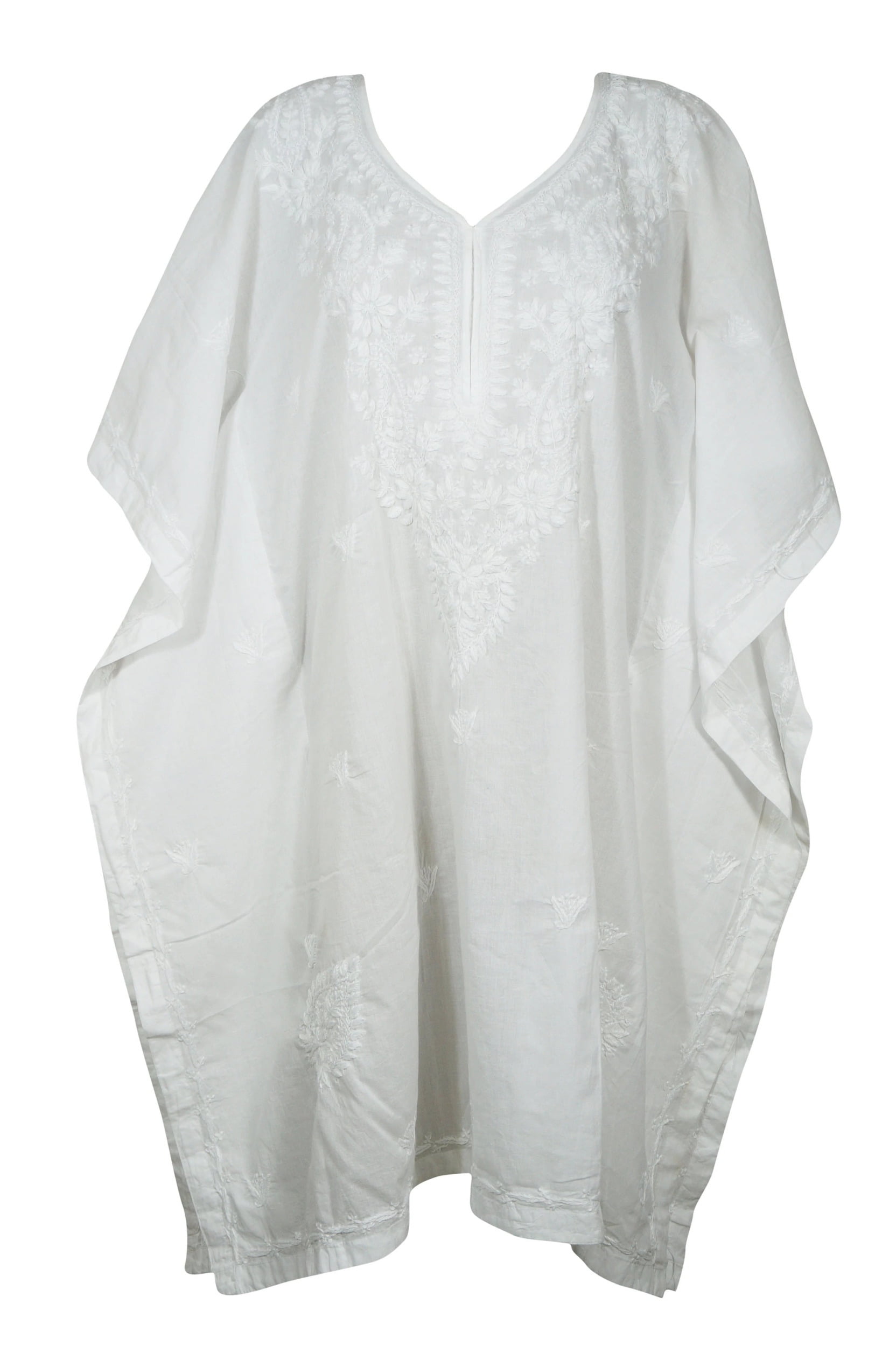 white cotton kaftan dress