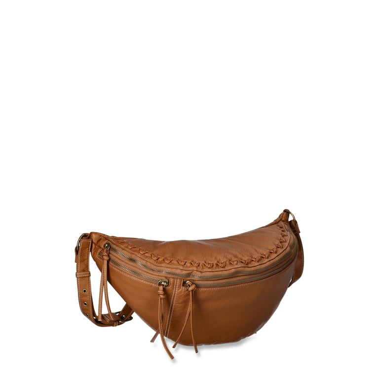No Boundaries Carey Women s Crossbody Sling Bag Cognac Brown Walmart