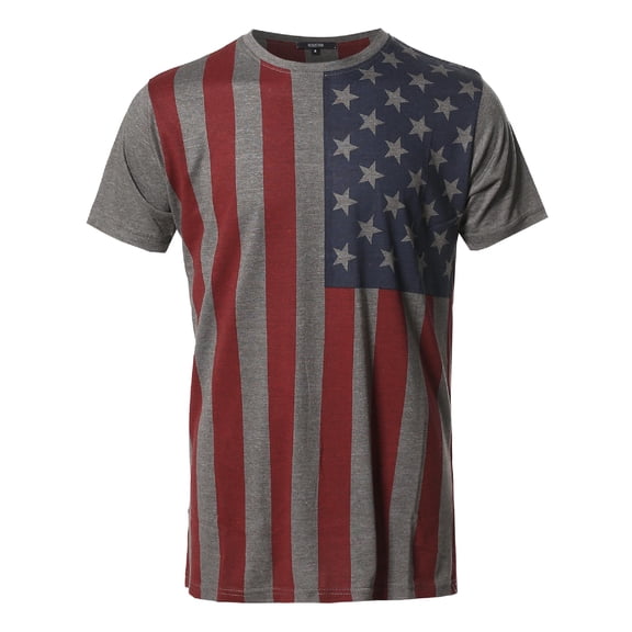 FashionOutfit Men's American Flag Patriotic Short Sleeves Top