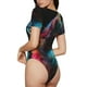 thumbnail image 2 of Balery Neon Spectrum Cat Portrait Body de cuello redondo de manga corta para mujer Tops de manga corta Tops básicos-Medium, 2 of 7