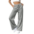 thumbnail image 2 of Women's Striped Gingham Pants Plaid Pajama Pull on Lounge Boxer Pants Drawstring Pj Bottoms Wide Leg Trousers with Pocket Black XL, 2 of 7