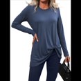 thumbnail image 2 of Blusa Tipo Túnica de Larga para Mujer, Informal, con Cuello Redondo y Parte Superior con Frontal, Ideal para Leggings. Azul XL, 2 of 9