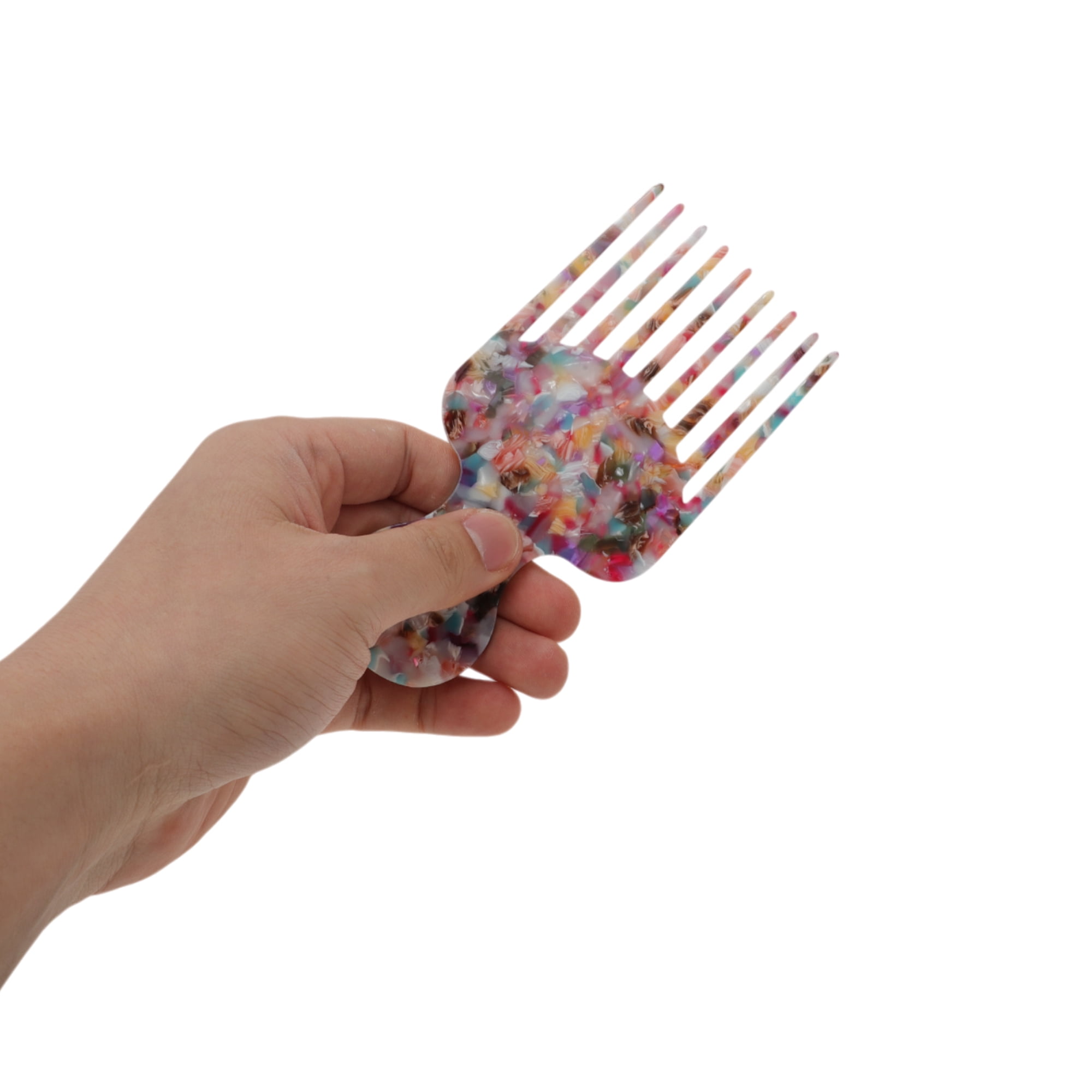 Unique Bargains 1 Pc Round Handle Marble Hair Insert Comb for All Hair Types Multicolored