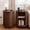 Walnut, variant on Round End Table Set of 2 with Charging Station, Fluted Nightstand with Sliding Door & Adjustable Shelf, Mid Century Side Table, Black