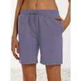 thumbnail image 2 of UNACOO Bermuda Shorts for Women Lounge Active Shorts with Pockets Buttery Soft Yoga Sweat Shorts Workout Casual(purple，S), 2 of 5
