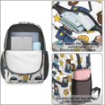 thumbnail image 4 of Police White Pattern 17" Waterproof Oxford School Backpacks for Teens, S-Shape Padded Straps, for School, Travel, Hiking, Camping, 4 of 5