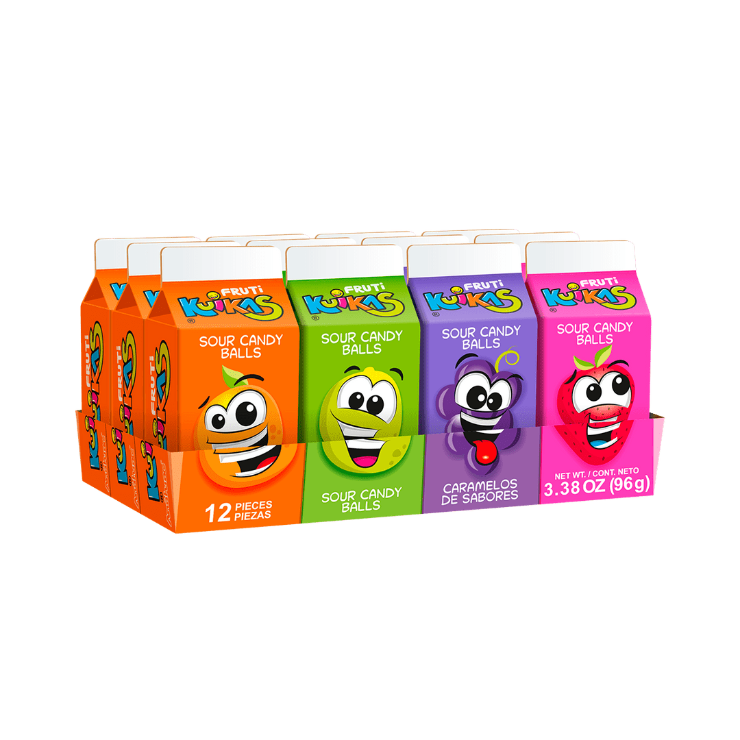 (4 pack) Anahuac Fruti Kuikas Sour Candy Balls 12 pcs