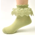 thumbnail image 4 of CPNG Girls 6 Pack Princess Cotton Ruffle Socks Double Eyelet Lace Frilly Dress Multicolored Ankle Socks Cotton Turn Cuff Socks for Toddler, 4 of 6