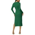 thumbnail image 3 of Unique Bargains Women's Sweetheart Neck Knit Side Slit Twist Front Midi Sweater Dress XL Green, 3 of 6