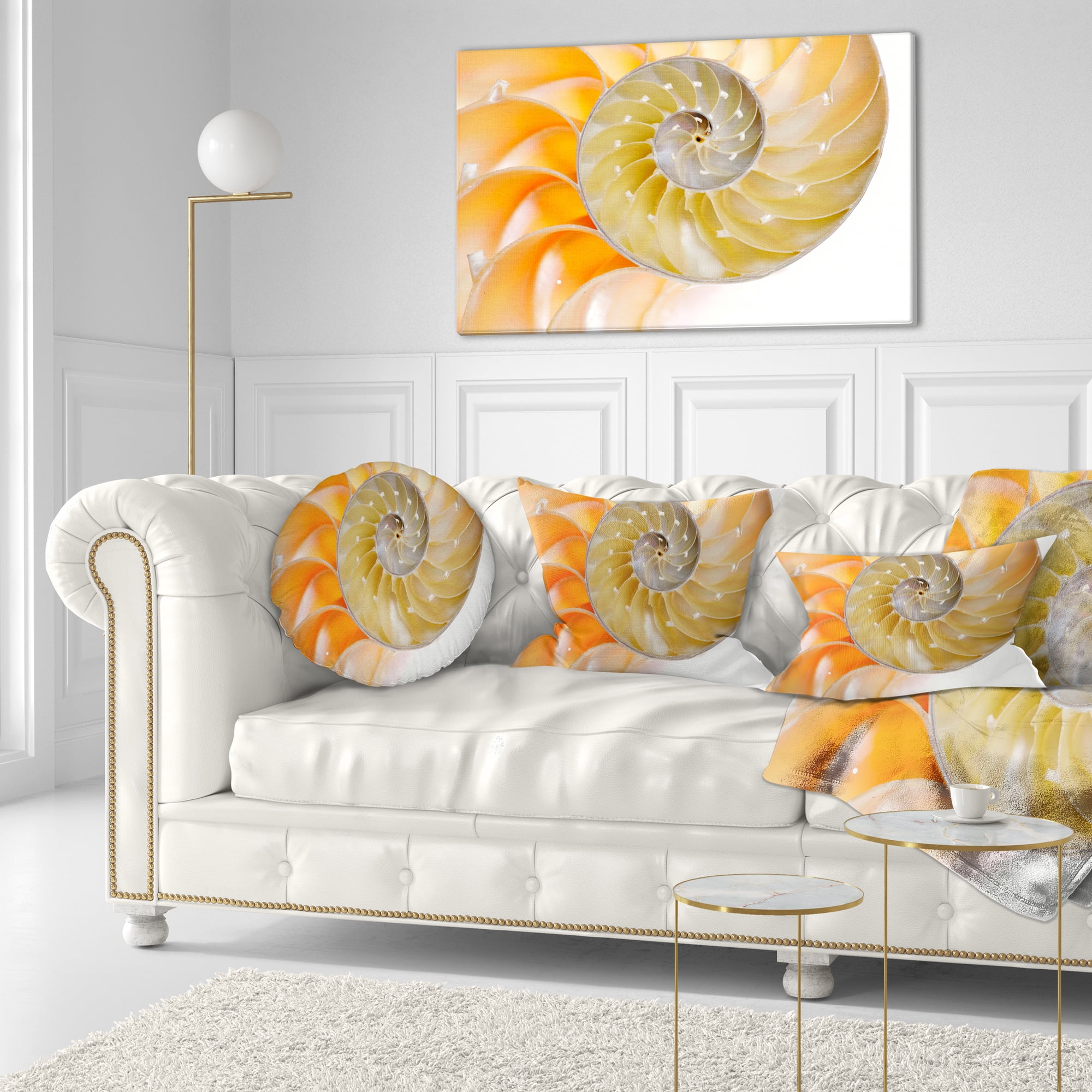 Designart Isolated Nautilus Shell - Contemporary Throw Pillow - 12x20