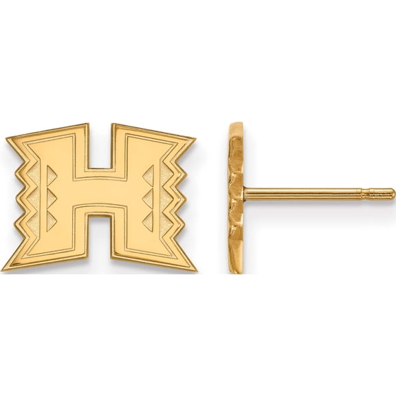 Ss/Gold Plated Sterling Silver With Gp Logoart The University Of Hawaii Xs Post Earrings (10 X 11) Made In United States gp007uhi