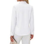Siliteelon Women's Long Sleeve Button Down Shirts Wrinkle-Free Office Work Blouse