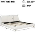 thumbnail image 6 of JERFIT Size Modern Upholstered Bed Frame with Linen Fabric and Solid Wood Legs White, 6 of 10
