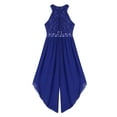 thumbnail image 4 of YUUMIN Kids Girls Shiny Beaded Halter Wedding Party Floral Lace Jumpsuit Chiffon Sleeveless Romper Royal Blue 16, 4 of 6