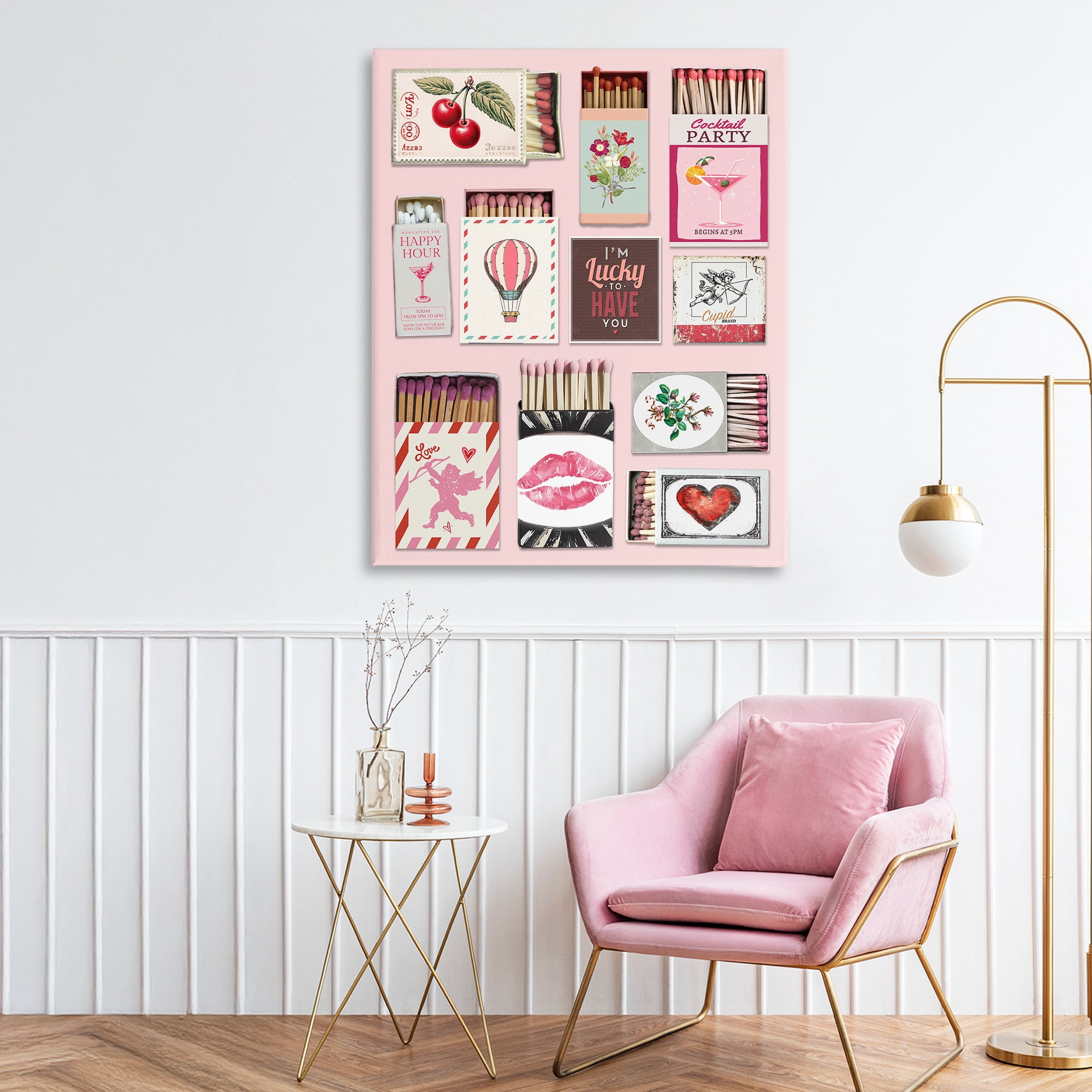 Stupell Industries Vintage Romantic Matchbox Collection Canvas Wall Art, design by CAD Designs