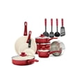 thumbnail image 1 of Greenlife Batería de cocina, de cerámica, antiadherente, agarre suave, Rojo, 16 piezas, 1, 1 of 5