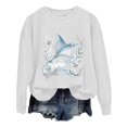 thumbnail image 4 of WEIWEN Crewneck Sweatshirt for Women Loose Fit Ocean Life Sea Whale Beach 90s Vintage Graphic Long Sleeve Shirts for Women Dressy Casual Fall Sweaters Womens Clothes White, L, 4 of 5