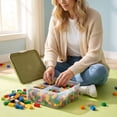 thumbnail image 3 of Plastic Toy Storage Box with Dividers Large Building Block Sorting Bin for Small Toys Creative Toy Organizer Green, 3 of 5