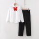 thumbnail image 5 of Odeerbi Niños 3 Piezas Caballero Traje Formal Preppy Traje de Manga Larga Camisa de Vestido y Pantalones de Traje Con Corbata Colegial Conjunto de Uniforme, 5 of 8