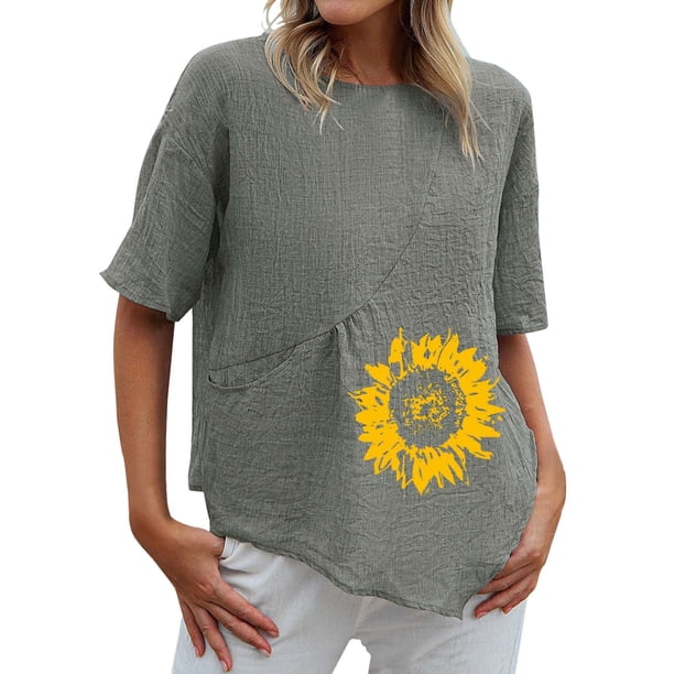 Moda Mujer Verano Casual Manga Corta Cuello Redondo Estampado Blusa Camiseta Wmkox8yi bvn1326