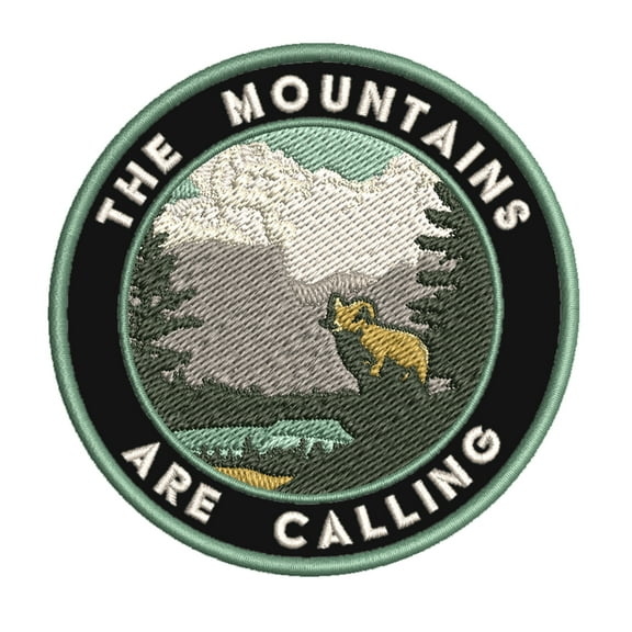 The Mountains Are Calling 3.5 Inch Iron Or Sew On Embroidered Fabric Badge Patch Seek Adventure, National Park Iconic Series