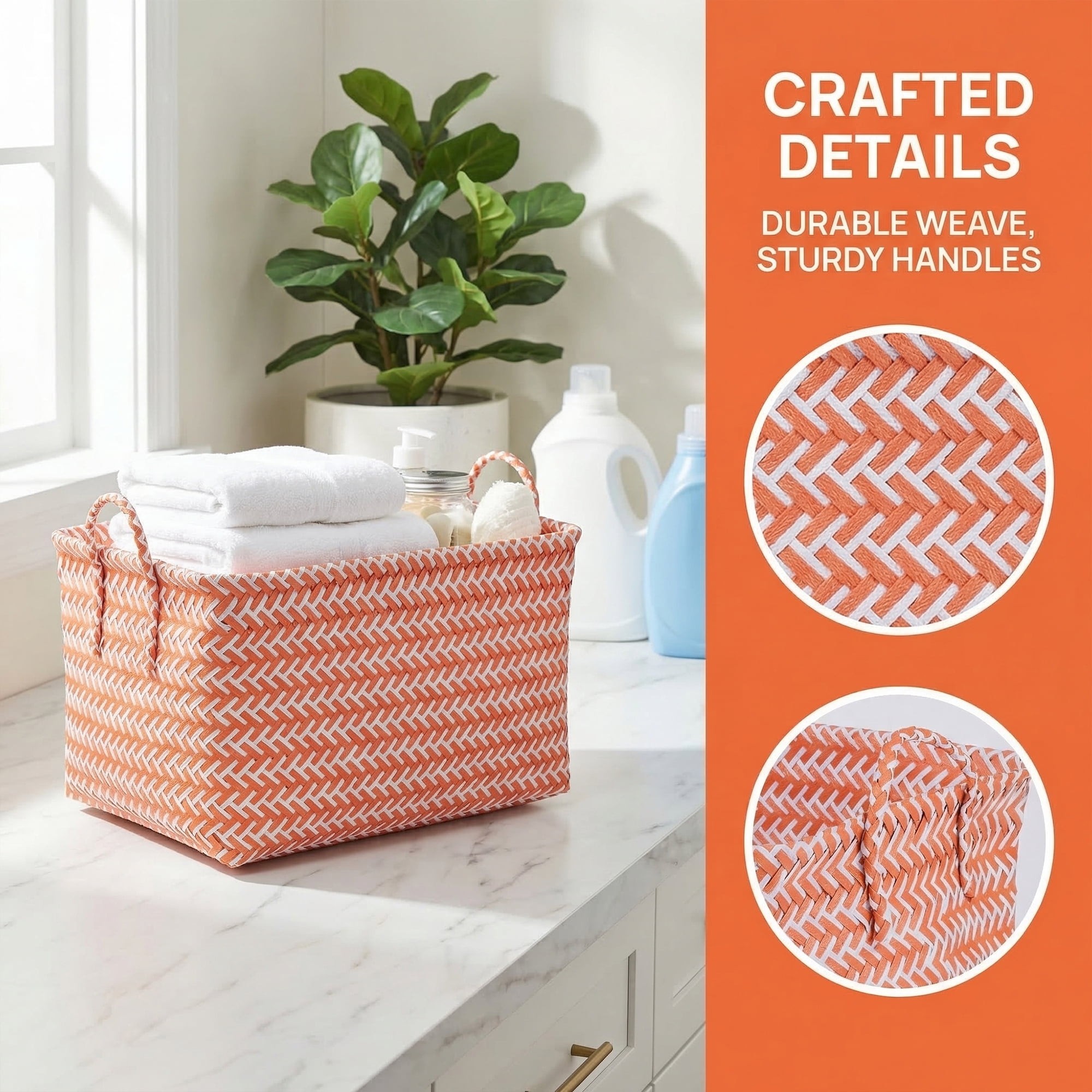 Unique Bargains Wicker Shelf Closet Storage Bin for Blankets Pink 17.7" x 13.8" x 9.8"
