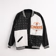thumbnail image 3 of Women's Gameday Couture Black Oklahoma State Cowboys Oversized Inner Drive Varsity Rhinestone Full-Snap Bomber Jacket, 3 of 5