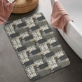thumbnail image 2 of Brown Checkered Geometric and Floral Pattern Bathroom Rugs Mat,Non Slip Microfiber Bathroom Rug,Rubber Backing,Soft Bathroom Mats for Bathroom Floor,Tub and Shower,20x32in(50x80cm), 2 of 5