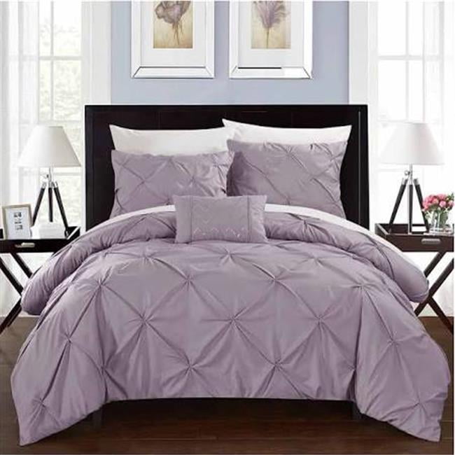 Chic Home DS2449 4 Piece Daya Lavender Duvet Set, Queen